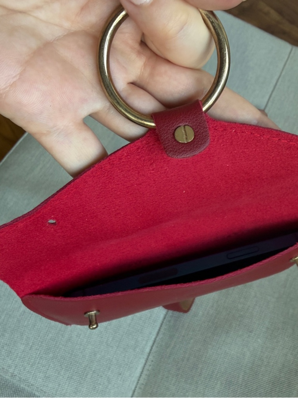 NWOT Red Faux Leather Belt Bag with Bag and with Gold Ring Accent - Picture 5 of 7